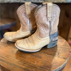 Tan and Brown Ariat kids Cowboy Boots